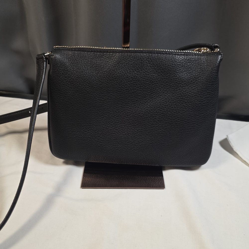 Kate Spade Leila Triple Gusset Pebbled Leather Crossbody Bag Black Like New - Picture 16 of 17